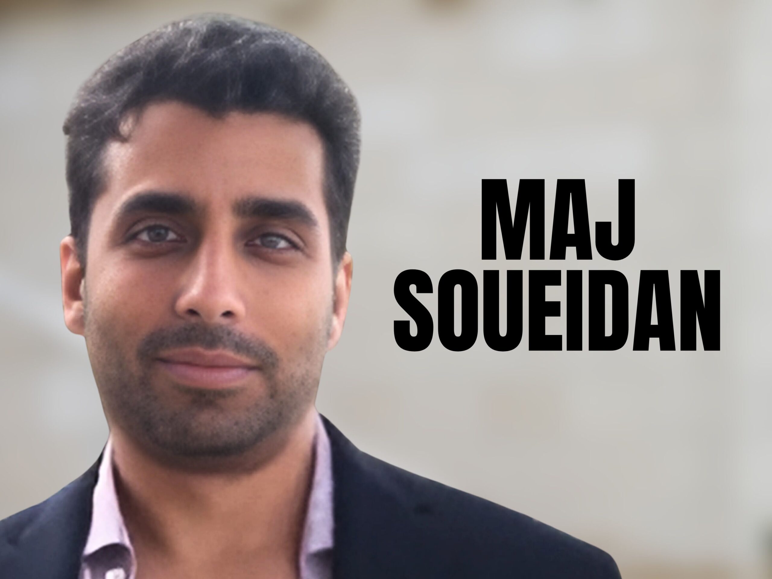 Maj Soueidan of GeoInvesting, headshot beside bold name text, Idea Brunch interview