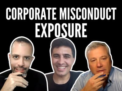 Edwin Dorsey and two guests, title Corporate Misconduct Exposure, black background