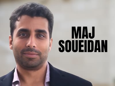 Maj Soueidan of GeoInvesting, headshot beside bold name text, Idea Brunch interview