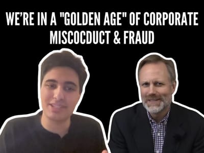 Edwin Dorsey and Wealthion host with text about a golden age of corporate fraud